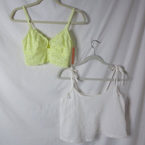 Colsie Lot of 2 Babydoll Cami Bralette Tank Tops Yellow White Size Small NWT - Picture 12 of 12